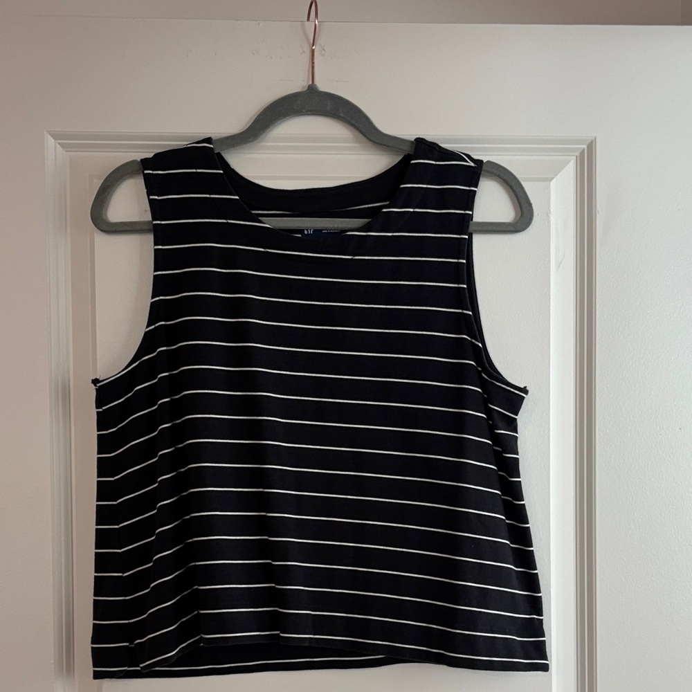 GAP Black & White Striped Sleeveless Tank